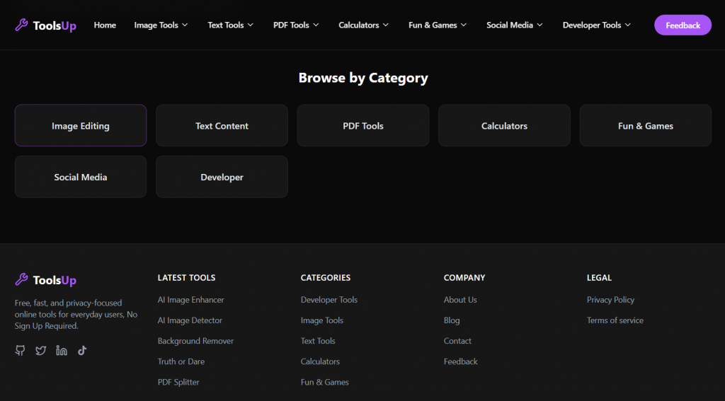 ToolsUp tool page
