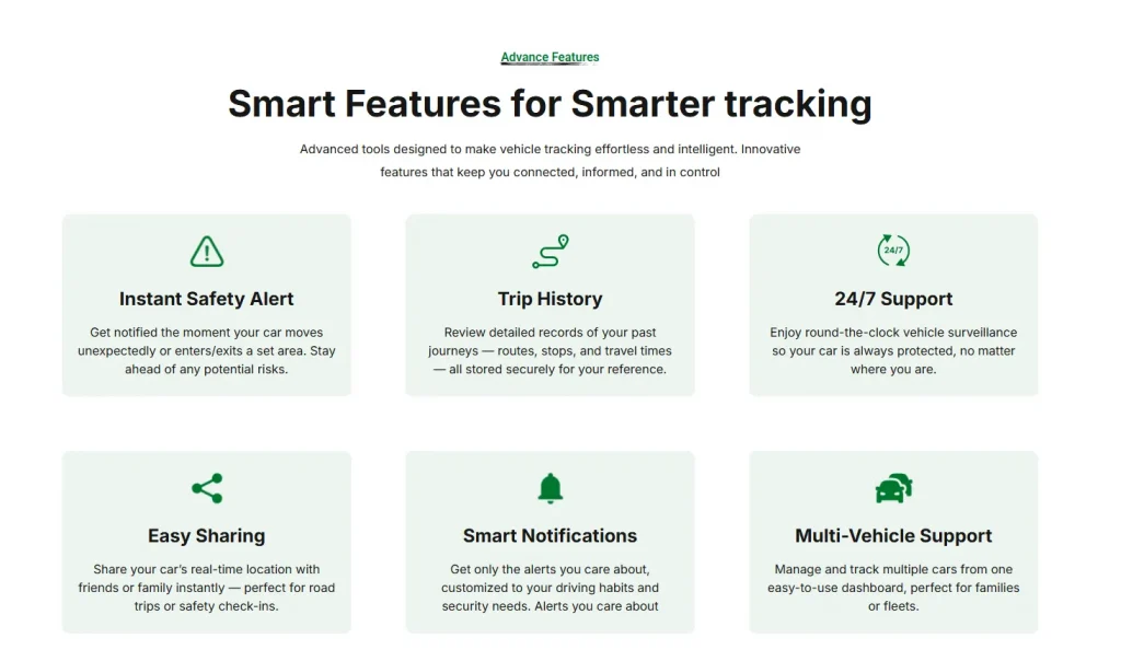 TrackUP Pakistan website section