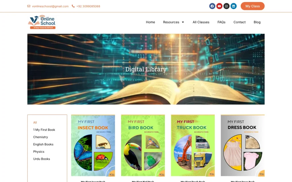 V Online School digital library