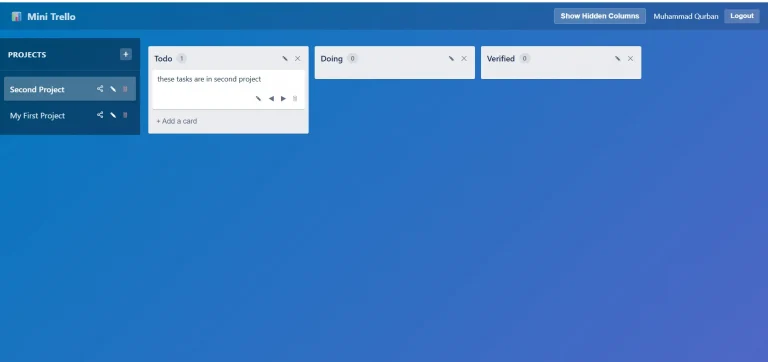 Mini Trello board view
