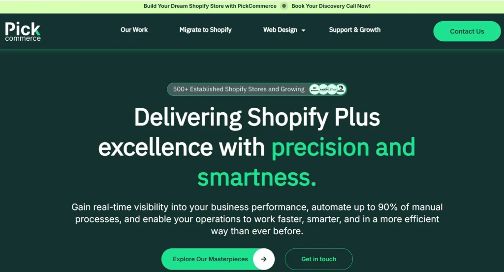 PickCommerce agency website homepage