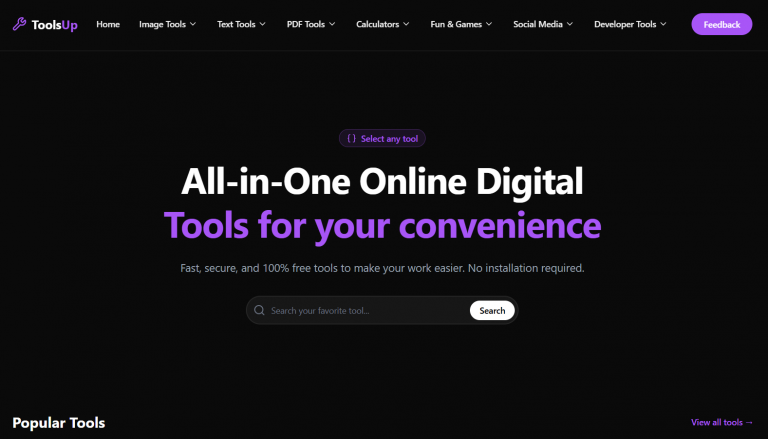 ToolsUp: 40+ free online tools built with Next.js and AI models