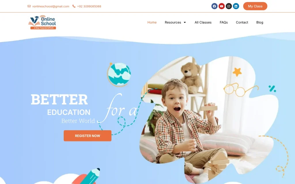 V Online School homepage